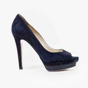 Jimmy Choo Navy Blue Suede Dahlia Platform Pumps